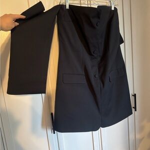 Abercrombie & Fitch Black Off-Shoulder Blazer Jacket